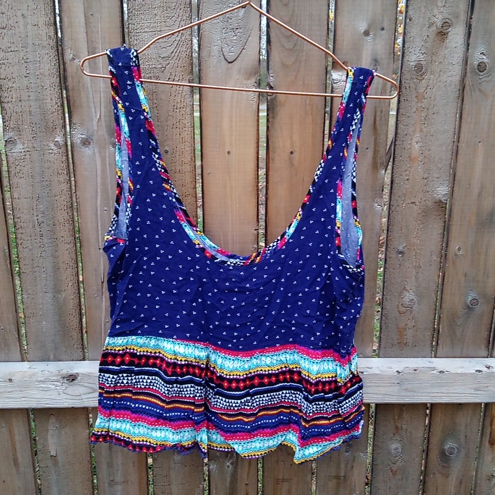 Empyre Boho Aztec Multi Color Flowy Tank Crop Top - image 1